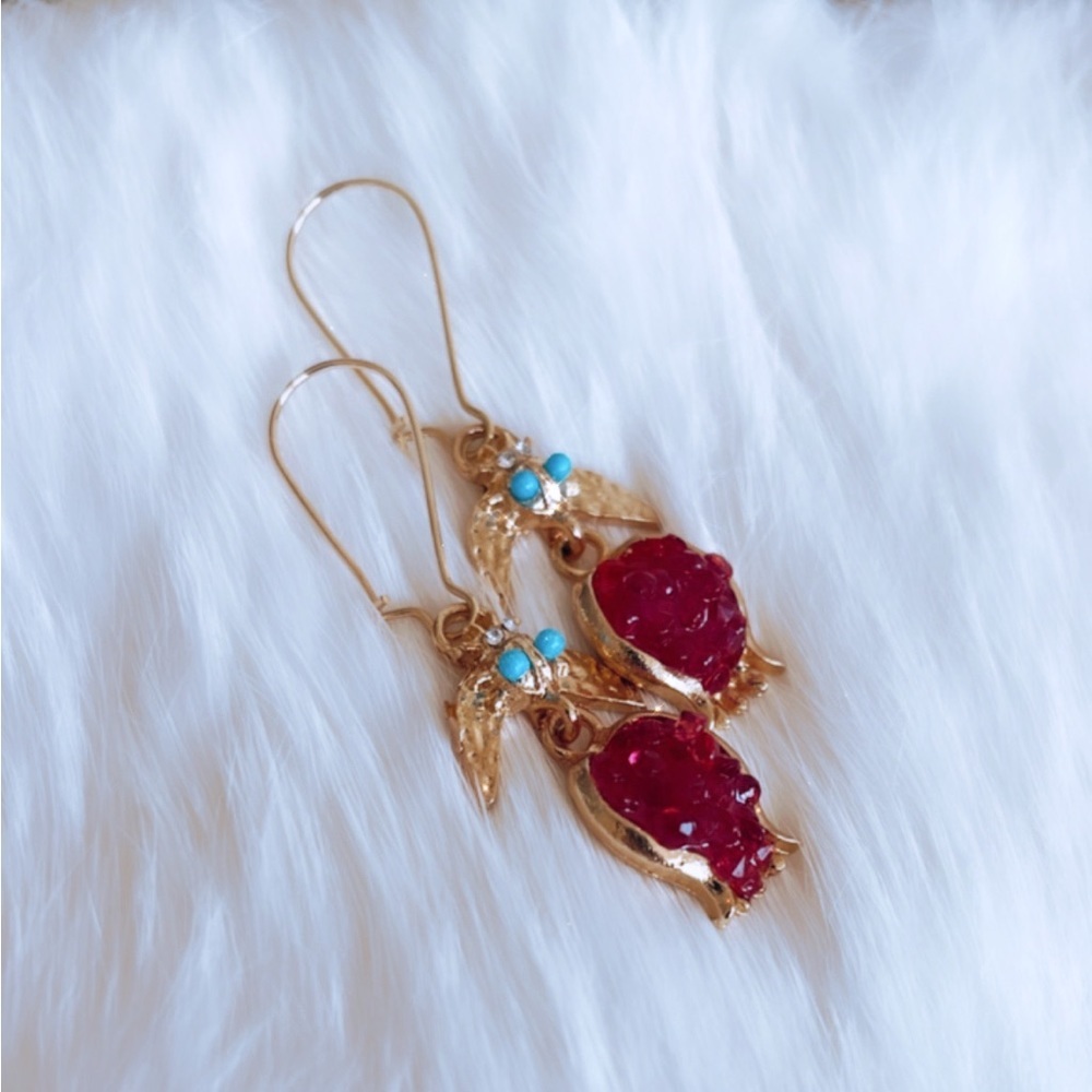 Pomegranate Drop Earring and necklace set